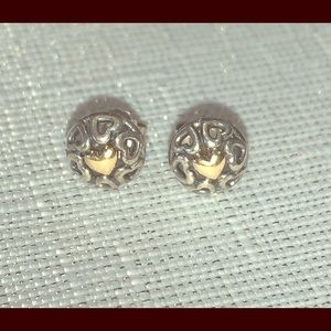 Authentic Pandora Silver and Gold earrings
